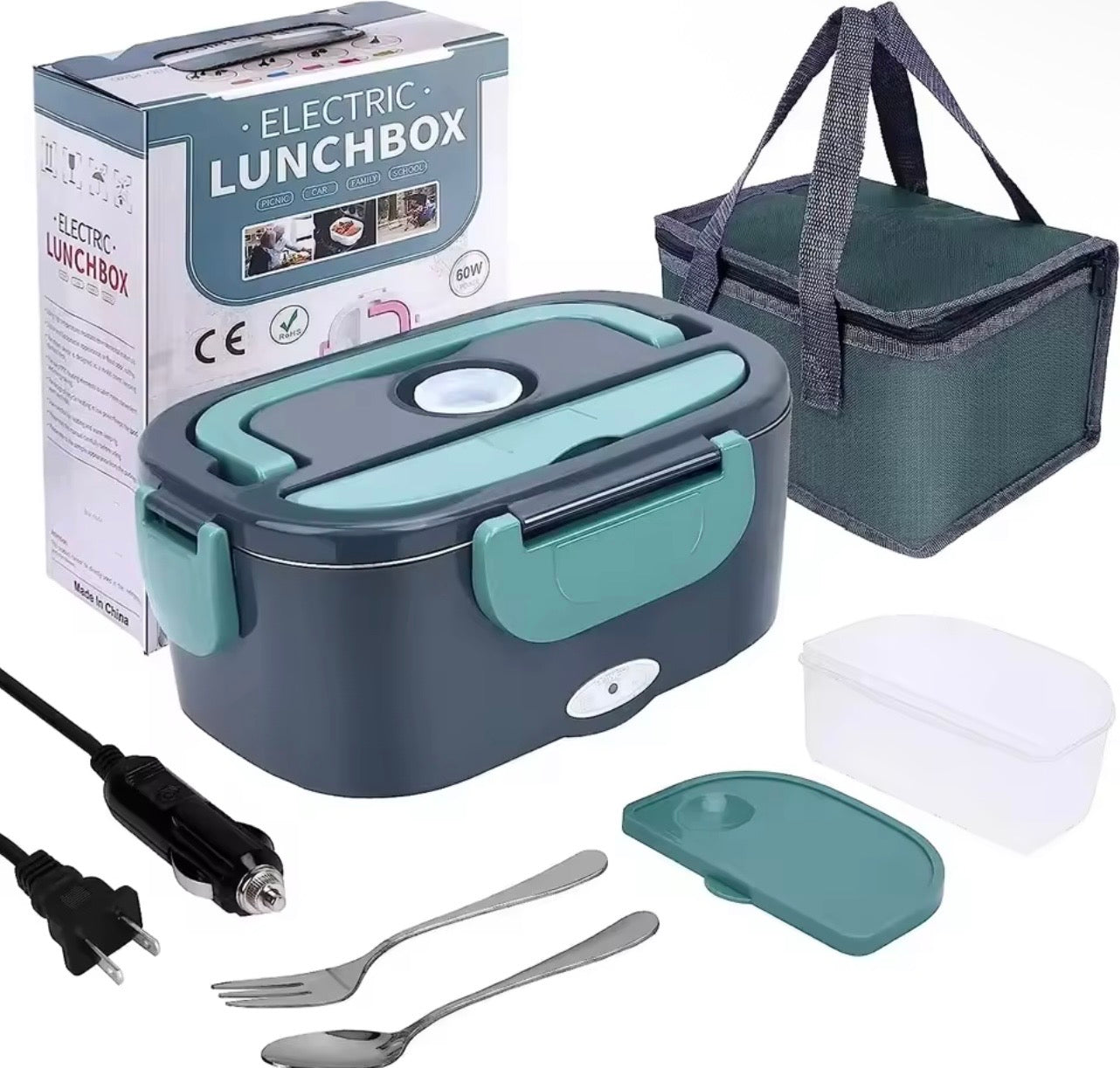 1.5 liters, 60 watts, portable electric lunch box insulation device,household or vehicle-mounted food heater - leak-proof design