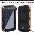 20000mAh Solar Charger Waterproof Portable Solar Power Bank Dual 5V USB Ports 2 LED Flashlight Compass for Outdoor Camping Hik
