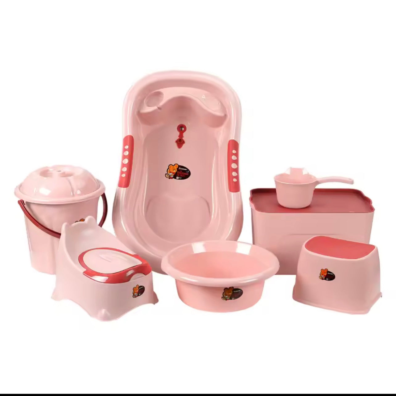Baby Bath Tub Set with Stool, Newborn Tub,Non-slip,Complete Bathing Set,Baby Bath Basin,Durable Bathtub,Plastic Baby Bathtub